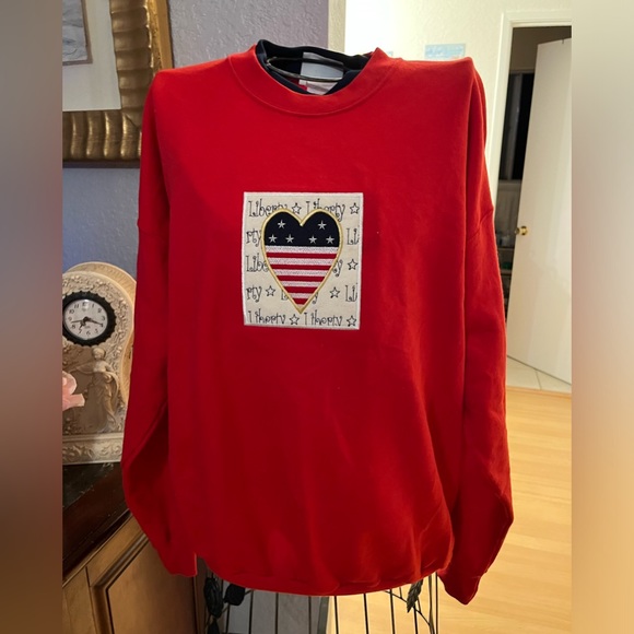 Vintage 90s Embroidered liberty heart Grandma Pullover Crewneck Sweater - Picture 1 of 9